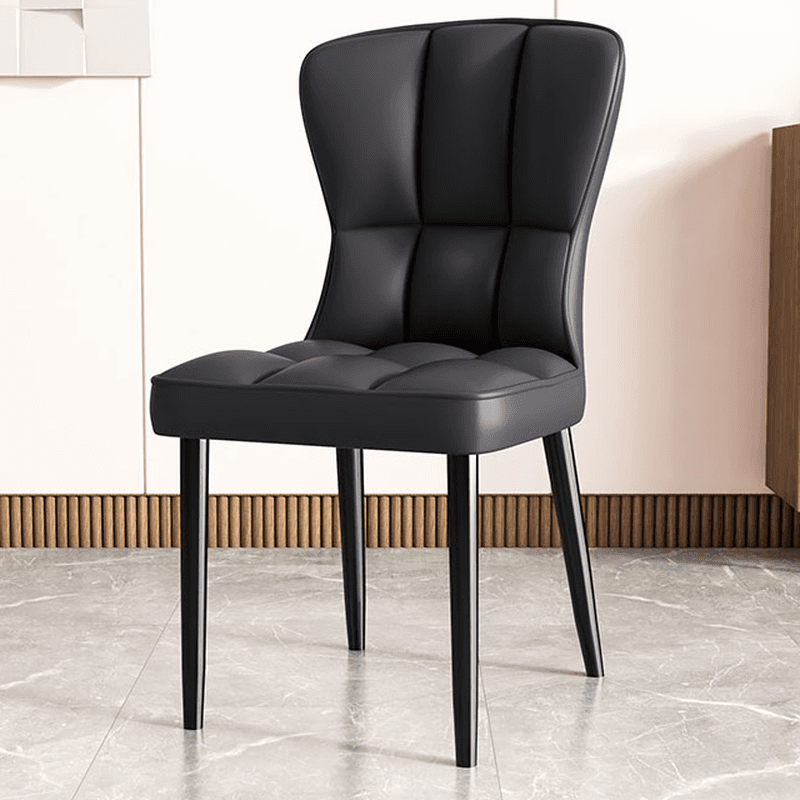 Casual/Lavish Side Chair with Wingbacked Upholstered Design and Steel Legs