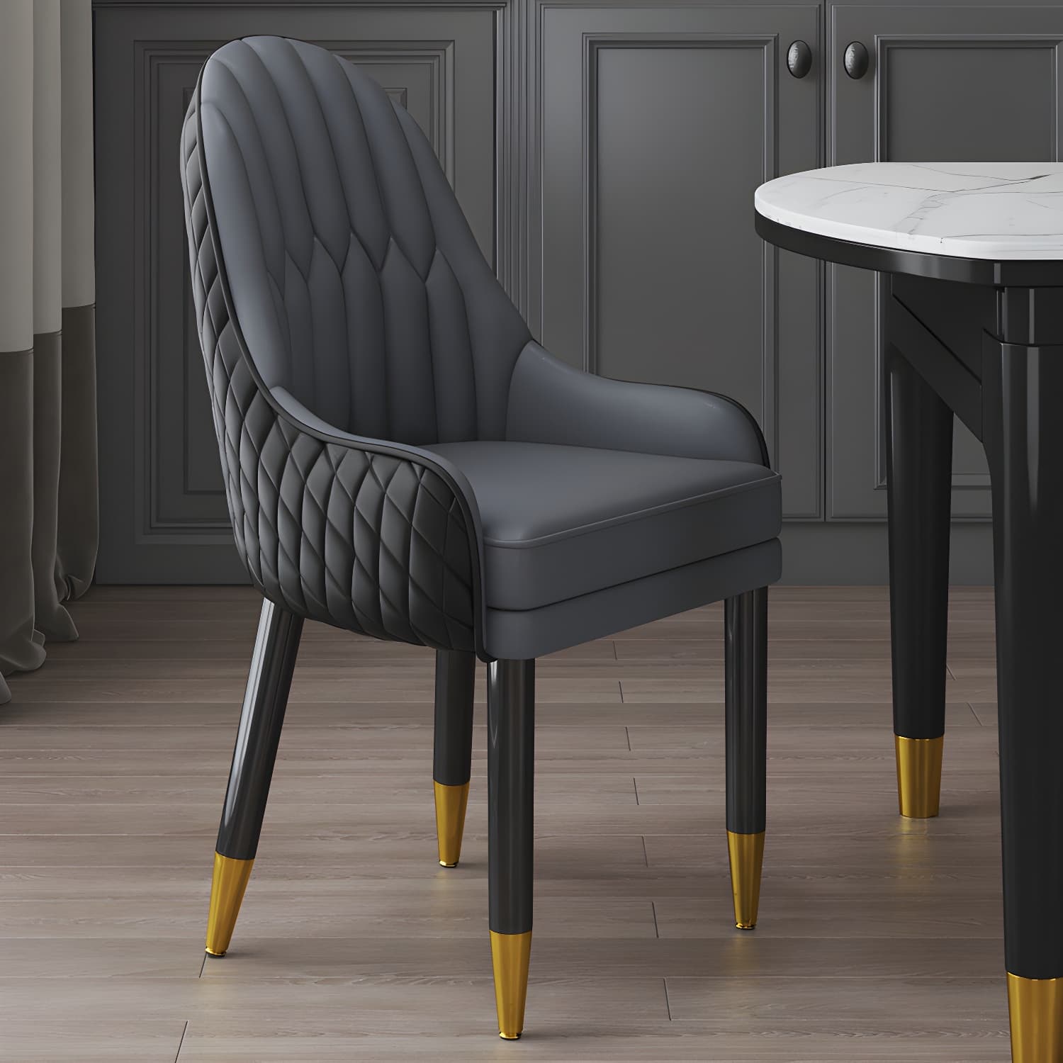 Scandinavian Indoor Arm Chair Upholstered Parsons Back Wood Dining Room Chair