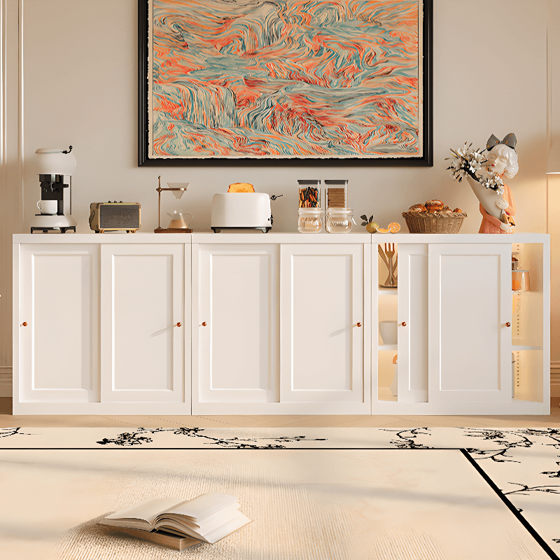 Simple Standard/Wide Sideboard with Metal Countertop, Pantry Hutch, Sliding Doors and Adaptable Shelf - image 8