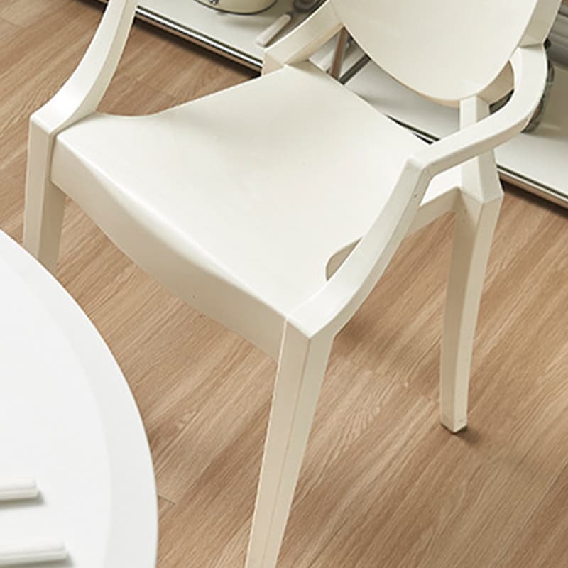 Scandinavian Reliable Arm Chair in Plastic for Dinette with Open Back and Foot Pads - image 12