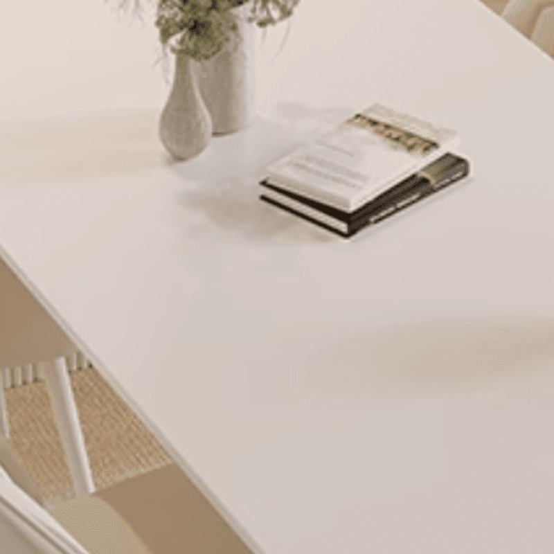Minimalist Dining Table Set with Slate Stone Top, Three Legs, Fixed Table in White - image 4