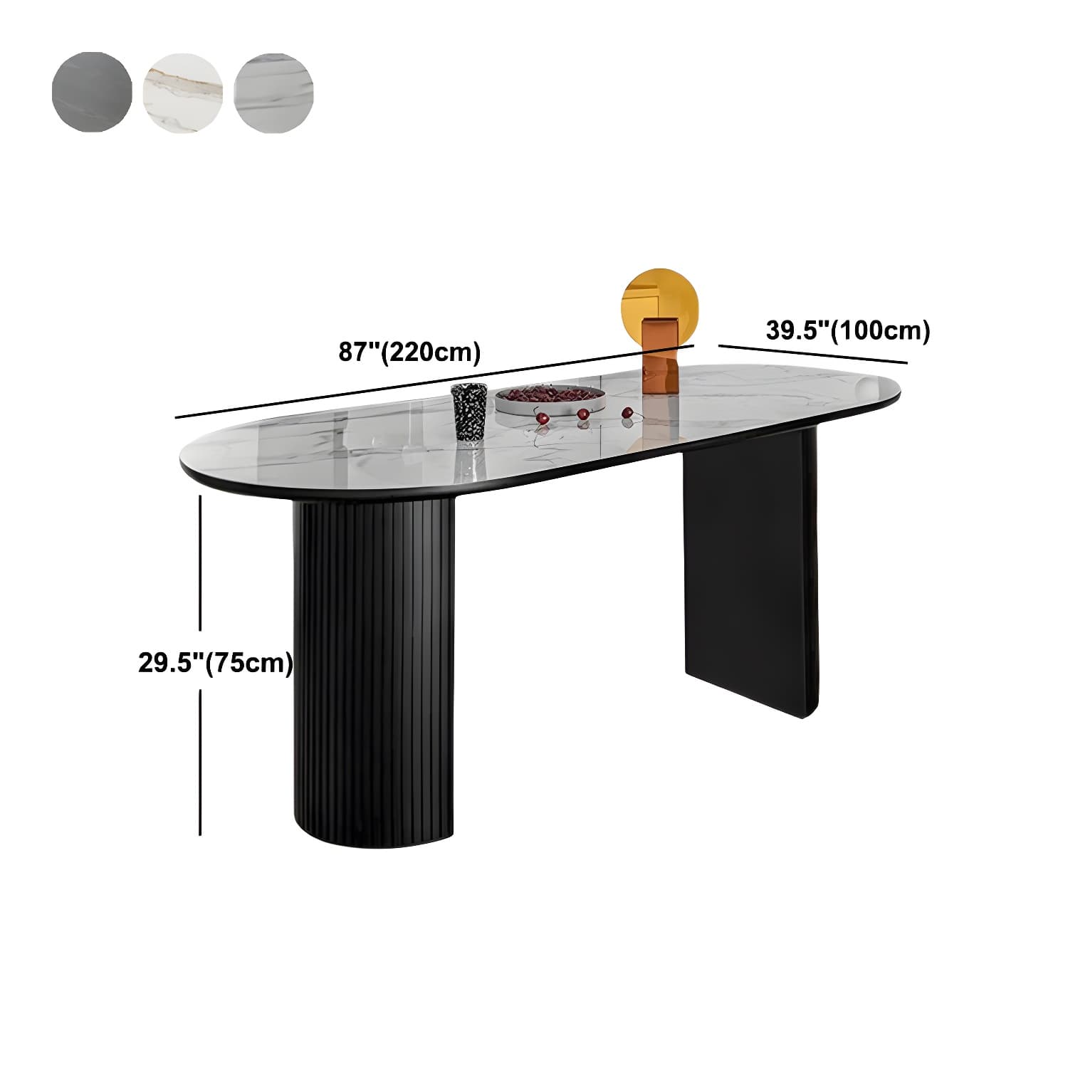 Modern Oval Dining Table Matte Finish Double Pedestal Table for Home - image 16