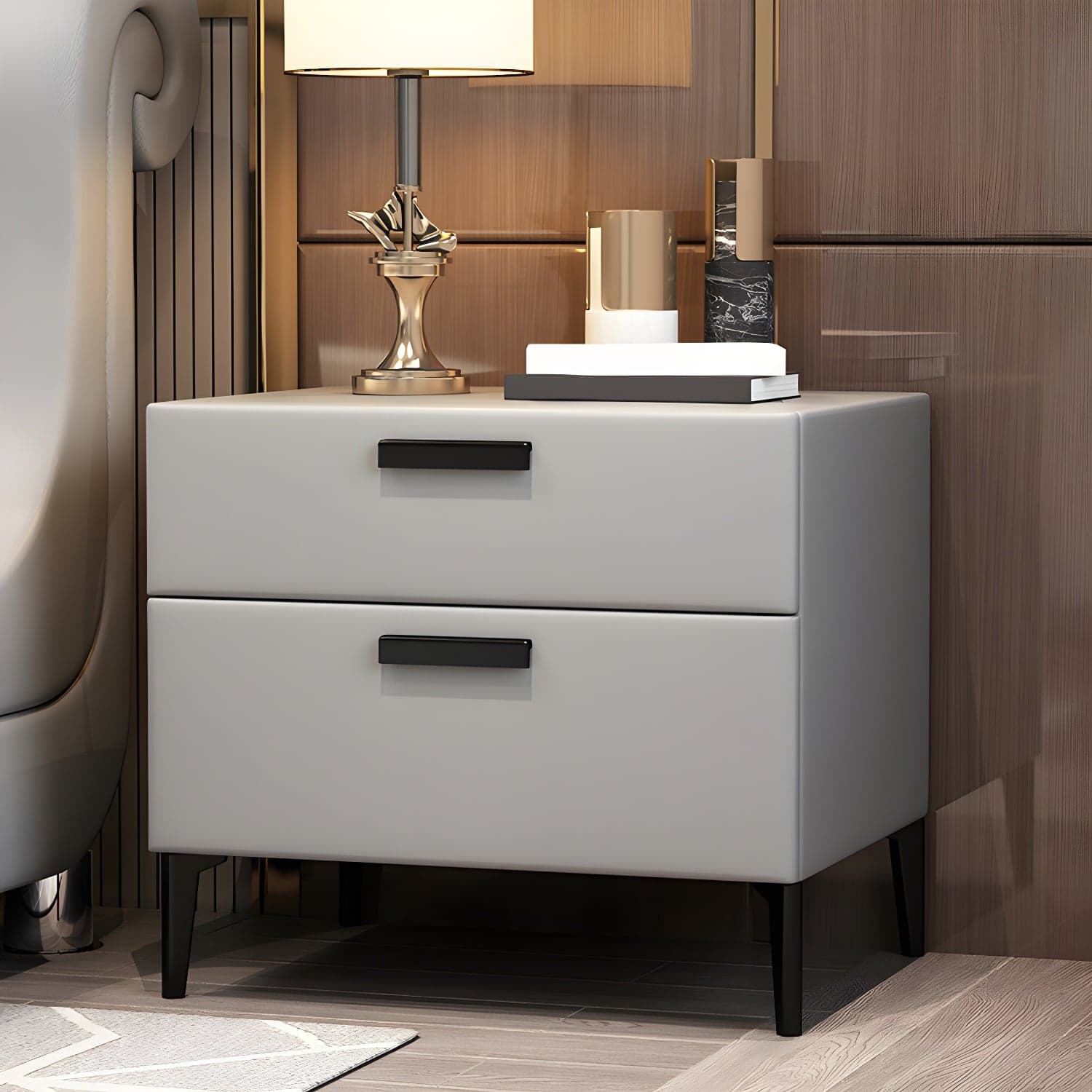 Modern Night Table Solid Wood Accent Table Nightstand with 2 Drawers - image 7