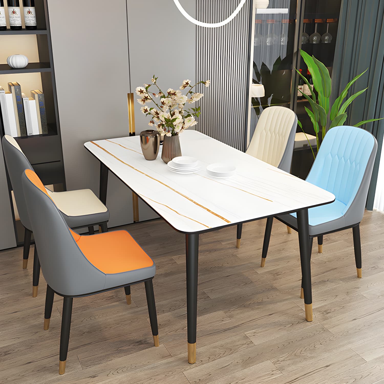 Scandinavian Indoor Side Chair Parsons Back Metal Upholstered Dining Room Chair - image 15