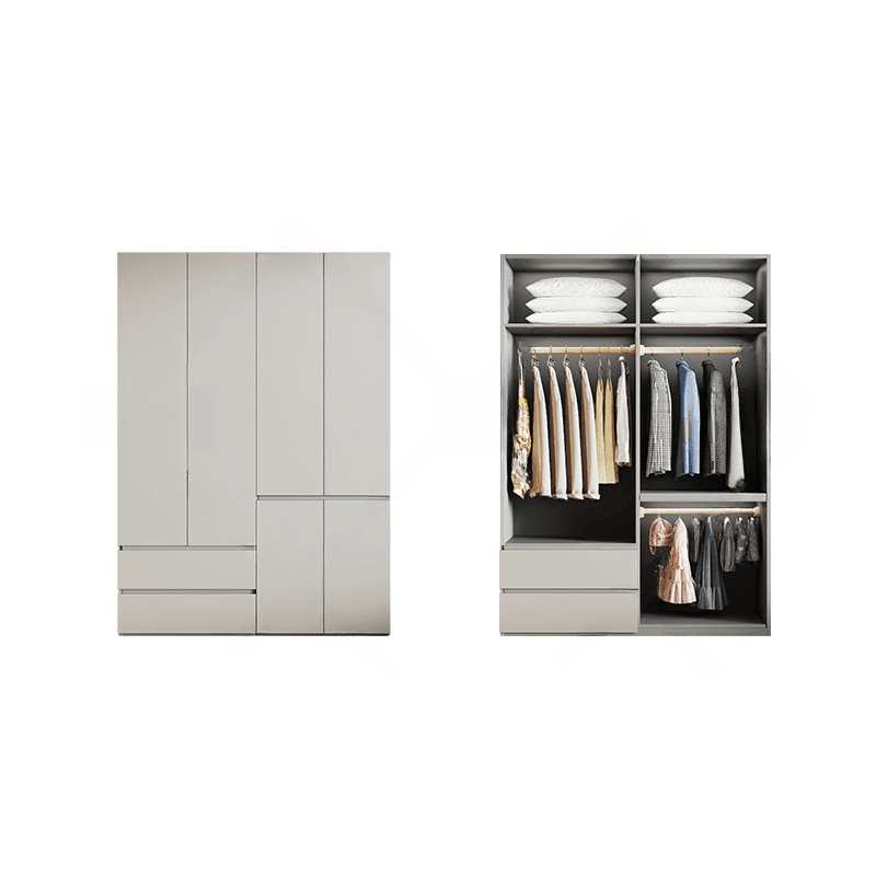 Cream Trendy Reclaimed Wood Wardrobe Armoire with Soft Close Drawer, Soft Close Door, Interior Shelves, and Clothing Rod - image 35
