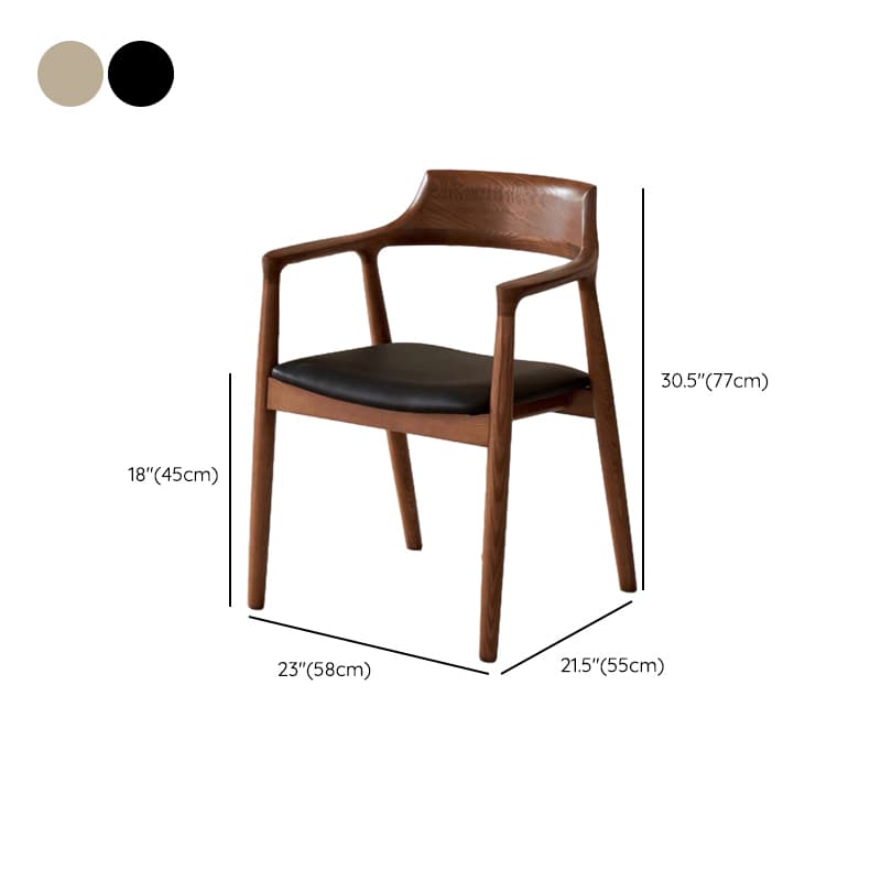 Scandinavian Timber Outlined Leatherette/Linen Firm Arm Chair with Exposed Back and Armrest - image 16