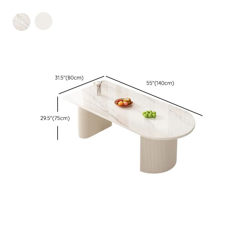 Chalk Art Deco Dining Table with Slate Stone Top, Standard Height, Fixed Table for Seats 4/6 People - image 12