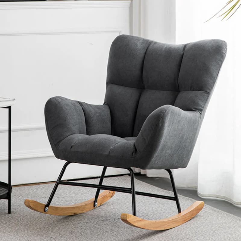 Midnight Black/Olive Green/Lemon Color Ergonomic Stationary Rocking Chair Couch with Rear & Round Arm - image 4