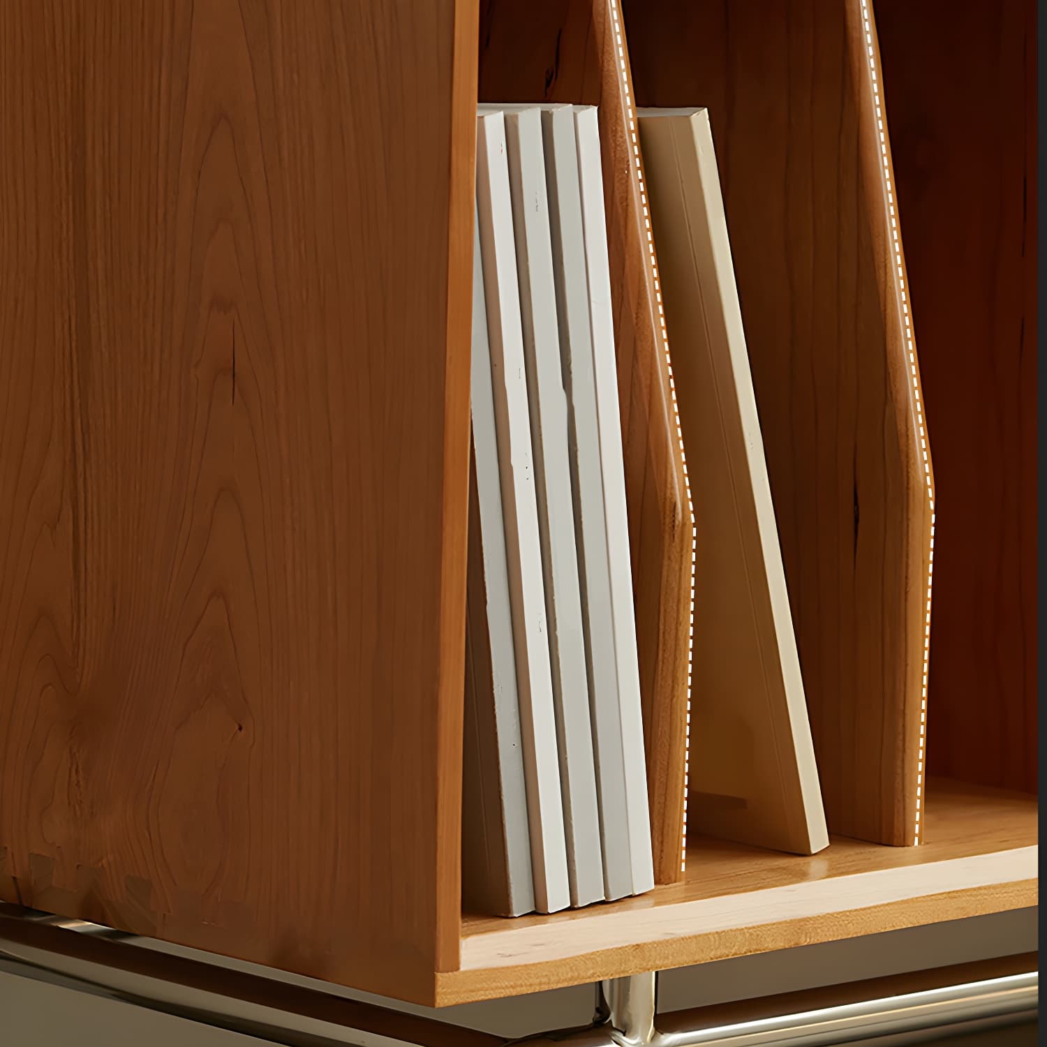 Solid Wood Sideboard Table Natural Adjustable Shelves Credenza with Glass Door - image 10