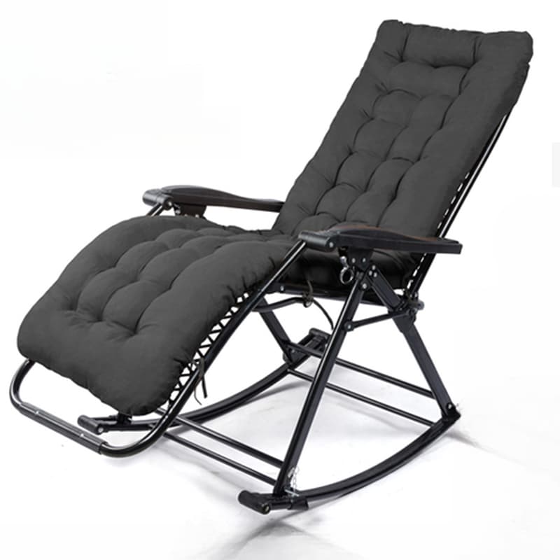 Simplistic Stain Resistant Metal Cushioned Rocking Accent Chair with Round Arm