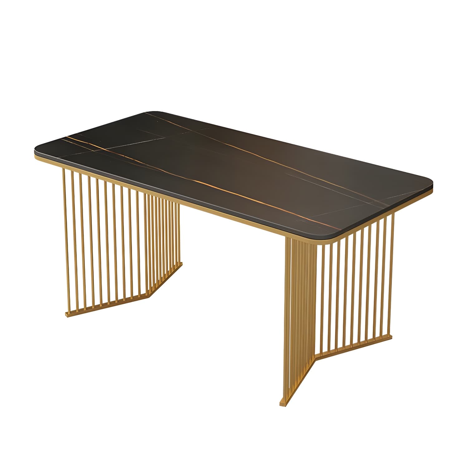 Sintered Stone Dining Table Traditional Luxury Gold Frame Table