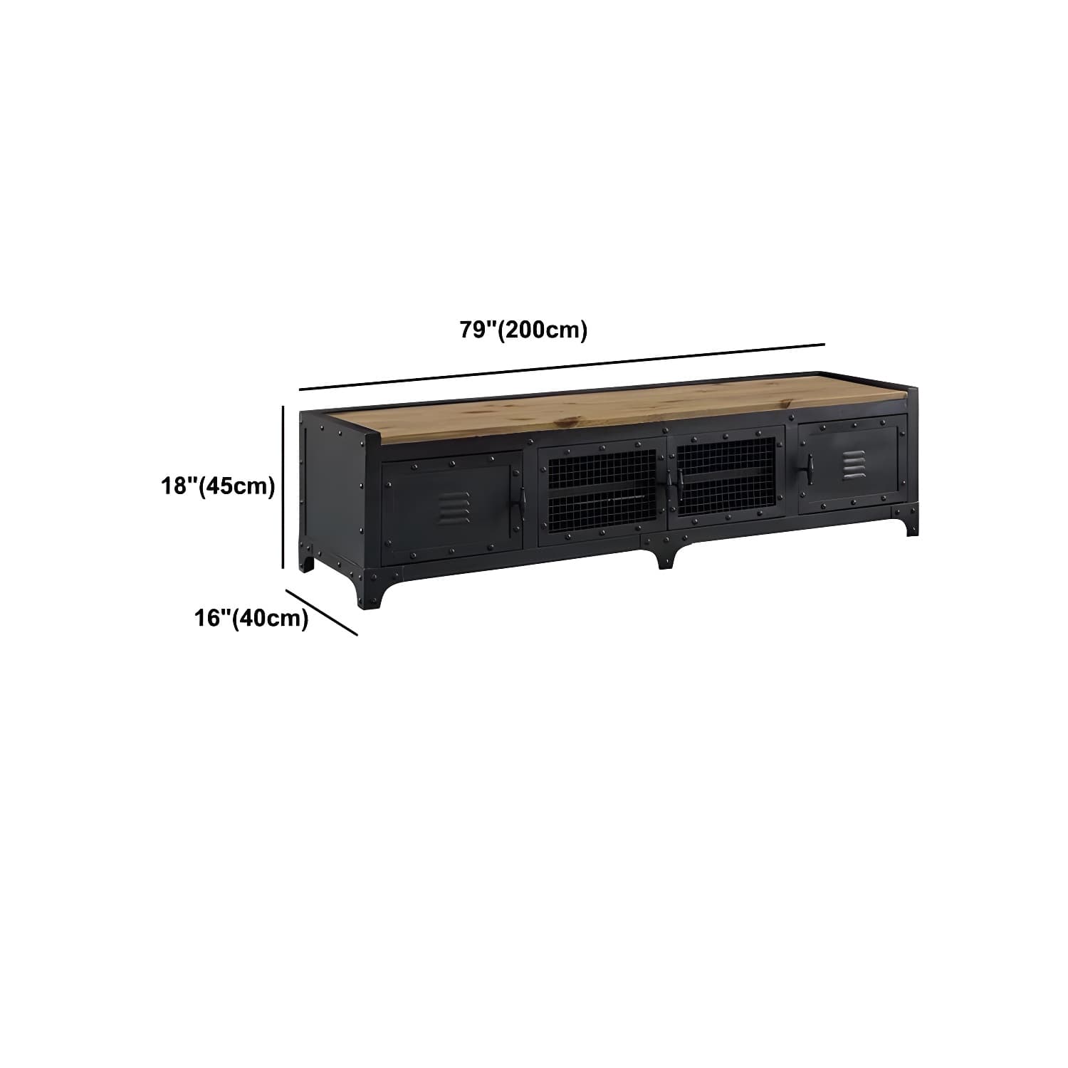 17.72"H TV Stand Industrial Style Enclosed Storage TV Console with 4 Doors - image 12