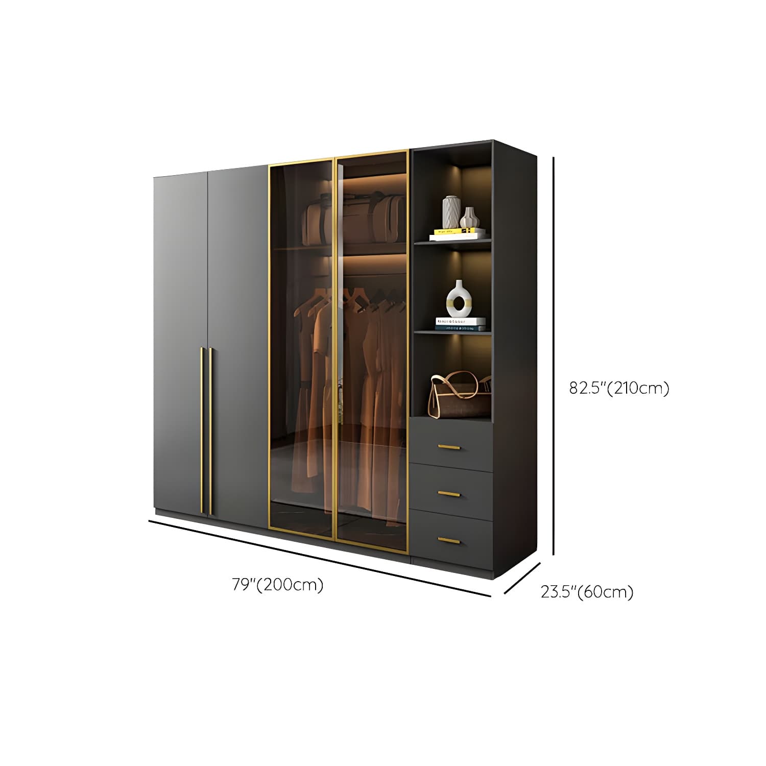 Modern Glass Wardrobe Wardrobe Armoire Wardrobe Cabinet for Home - image 20