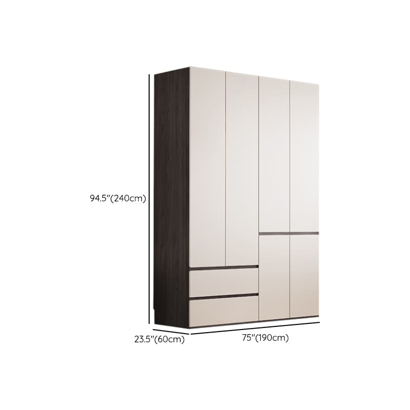 White Minimalist Manufactured Wood Independent Wardrobe Closet with Soft Close Drawer, Soft Close Door, and Interior Shelves - image 29
