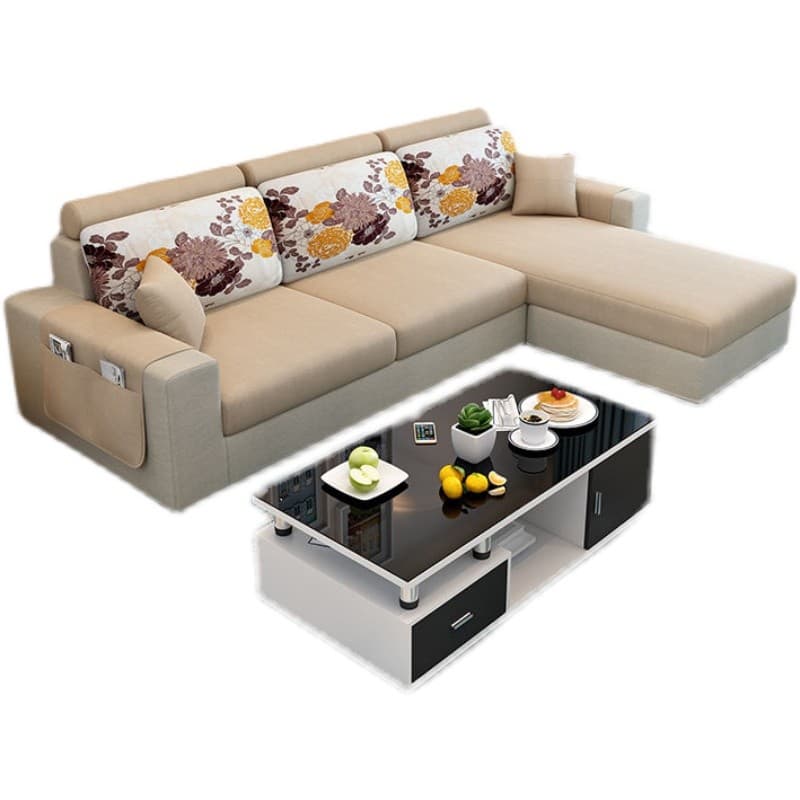 L-Shape Corner Sectional in Lavender/Olive Green/Beige with Left Hand Facing/Right Orientation - image 4