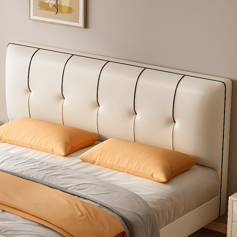 Cream Solid Color Adaptable Height Stitch-tufted Floating Bed for Bedroom - image 5