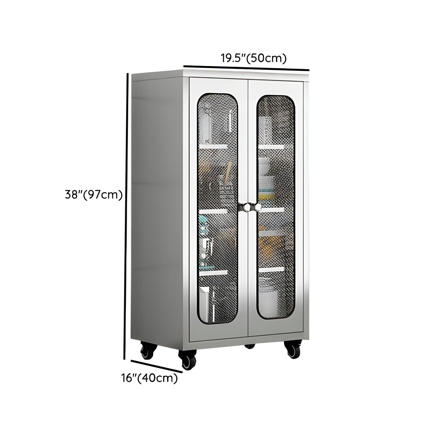 Chrome Stainless Steel Sideboard Cabinet with Cabinets, Adjustable Shelves, and Glass Doors - image 11