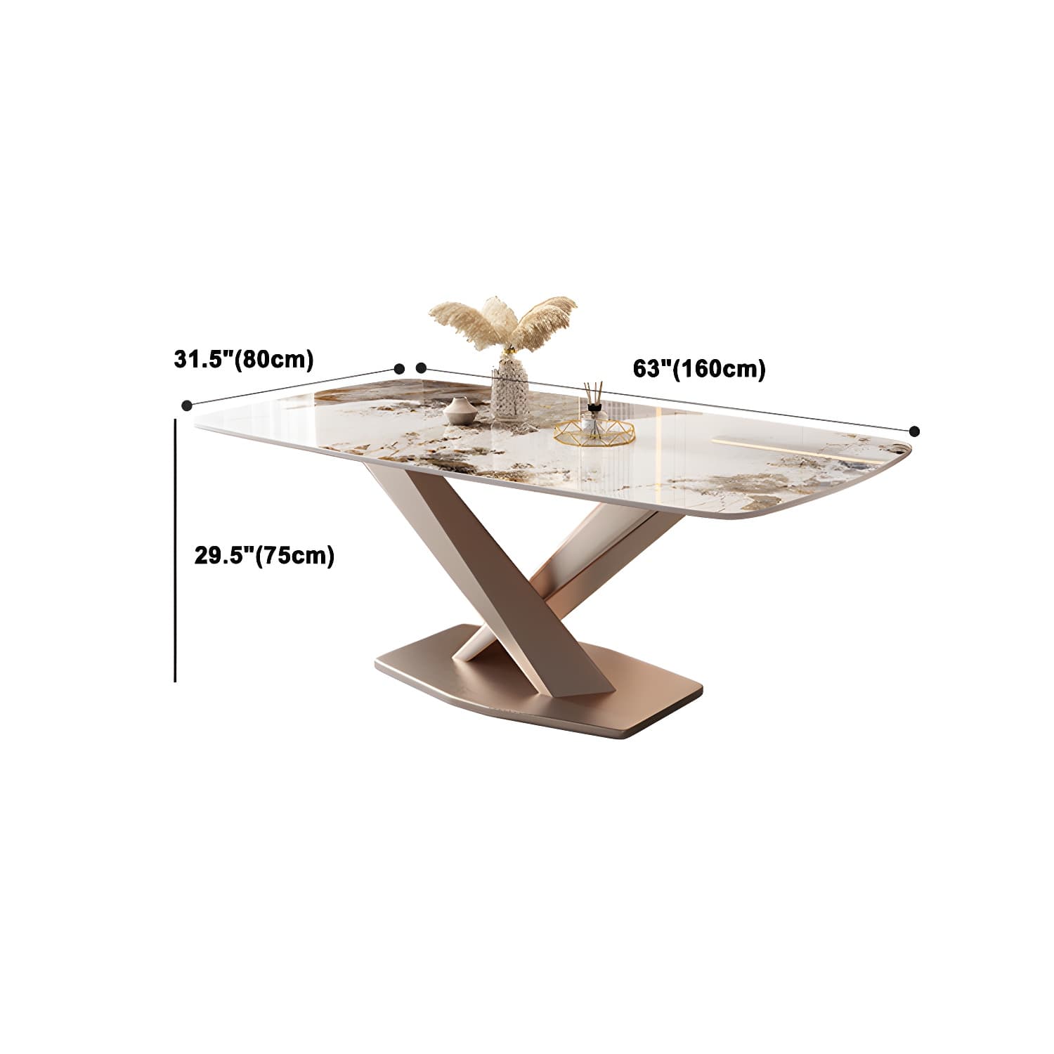 Modern Sintered Stone Top Dining Set Rectangle 1/2/5/7 Pieces Dinette Table Set in Gold - image 13