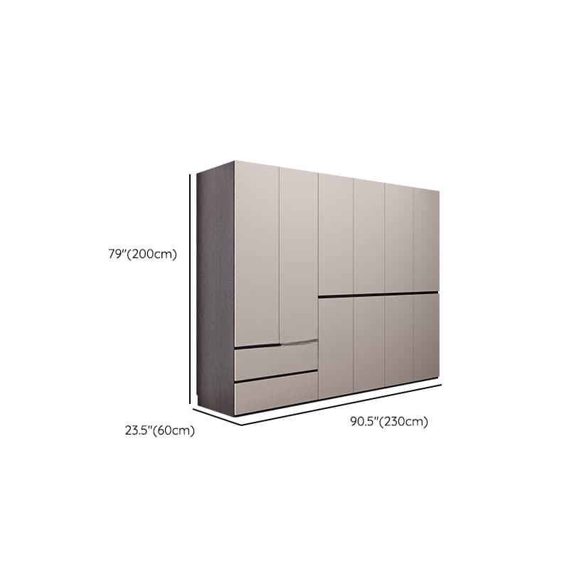 Light Gray Modish Manufactured Wood Independent Armoire Cabinet with 2 Drawers/4 Drawers, Interior Shelves, and Clothing Rod - image 24
