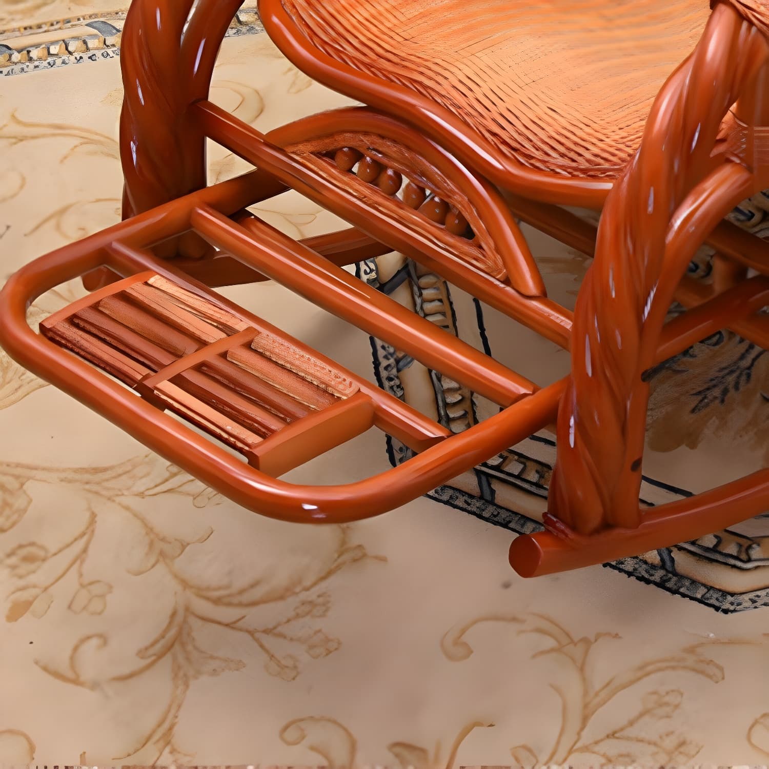 Traditional Spindle Rocking Chair Tobacco Finish with Pillow Rocker Chair Wicker - image 10
