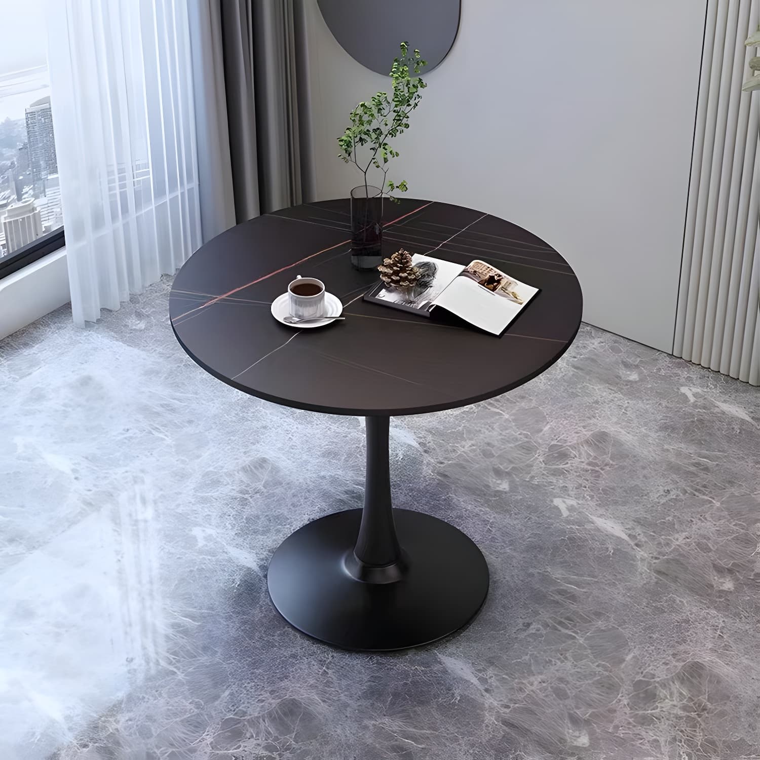 Contemporary Round Dining Table Sintered Stone Dining Table for Dining Room - image 14