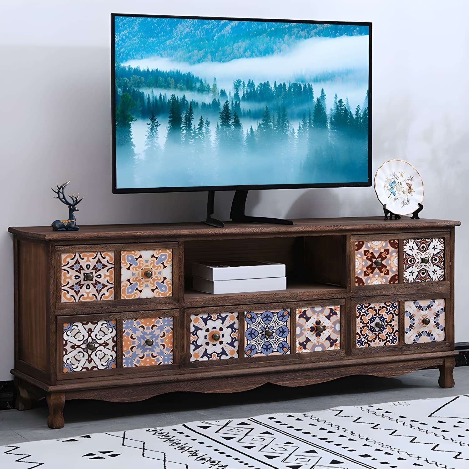Mid-century Modern 22.83"H Solid Wood TV Media Console with Drawers - image 8