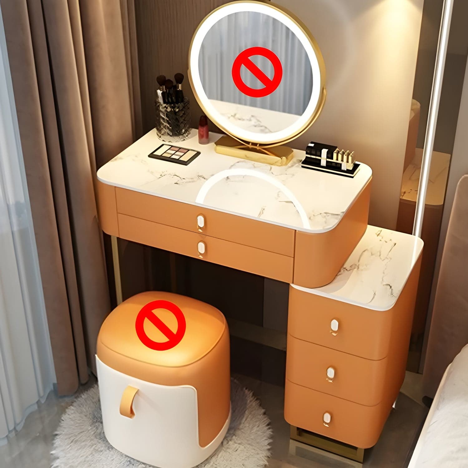 Contemporary Make-up Vanity with 5 Storage Drawers for Bedroom - image 4