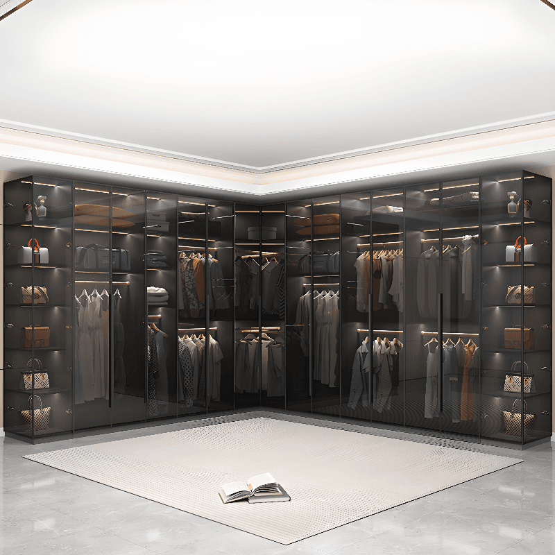 Midnight Black Unattached Lumber Armoire Cabinet with Soft Close Door, Interior Shelves, Clothing Rod and Soft Close Drawer
