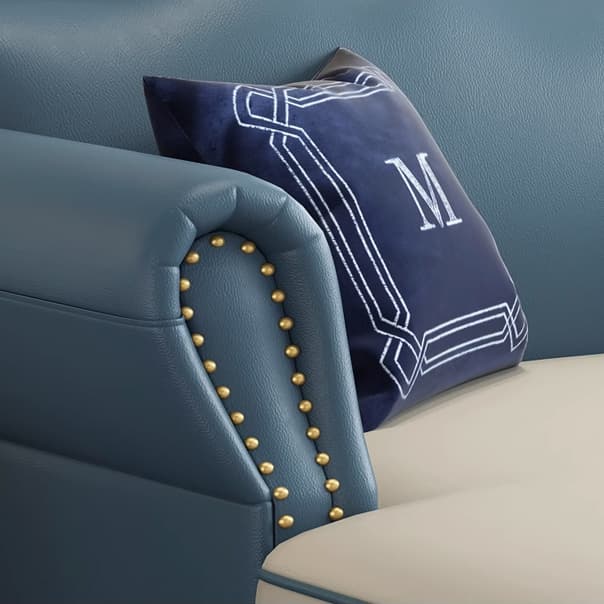 Glam Eco-Leather Flared Arm Sectional Sofa in Large Size with Nailhead Trim - image 15