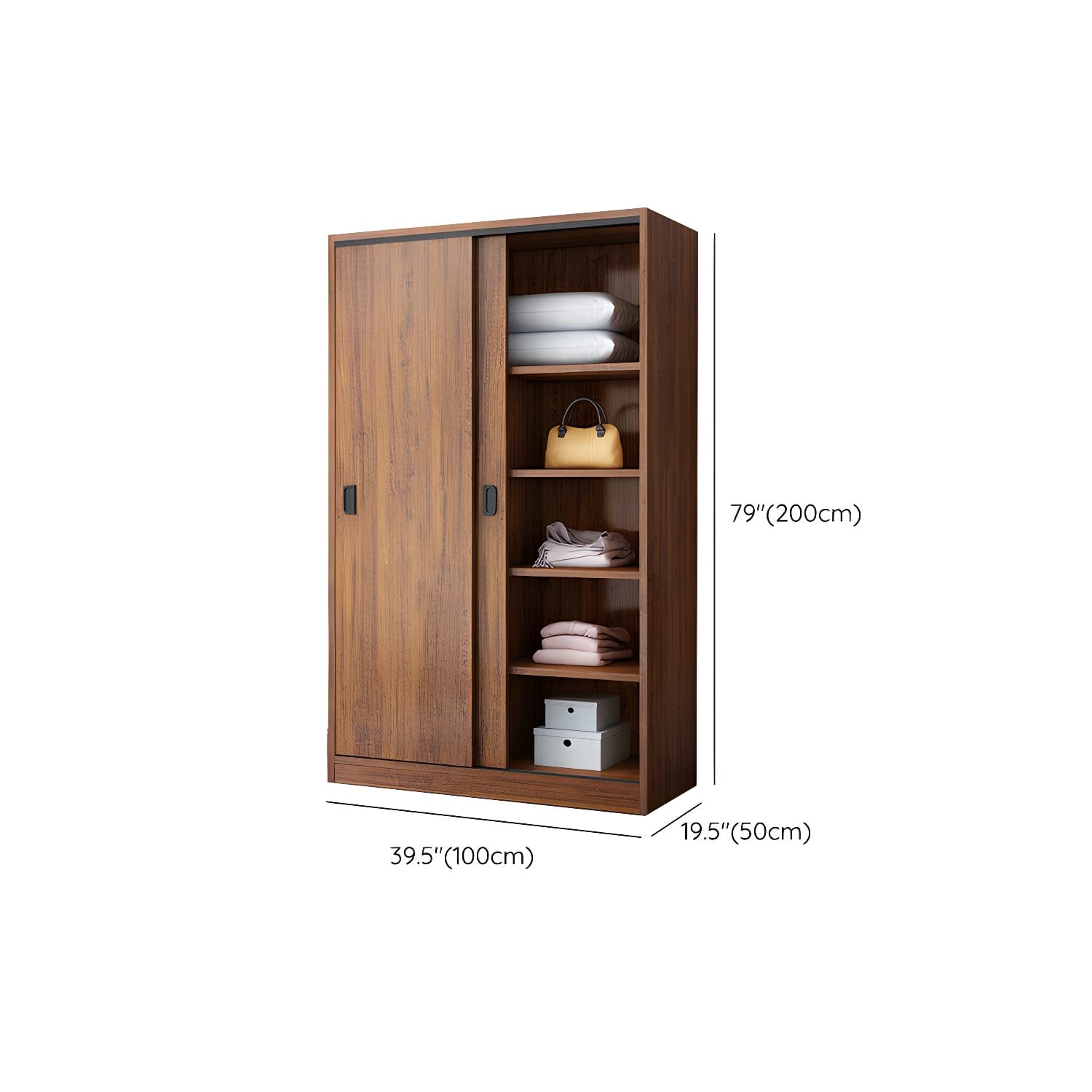 Modern Wooden Wardrobe Armoire with 3 Clothing Rods and Interior Shelves - image 22