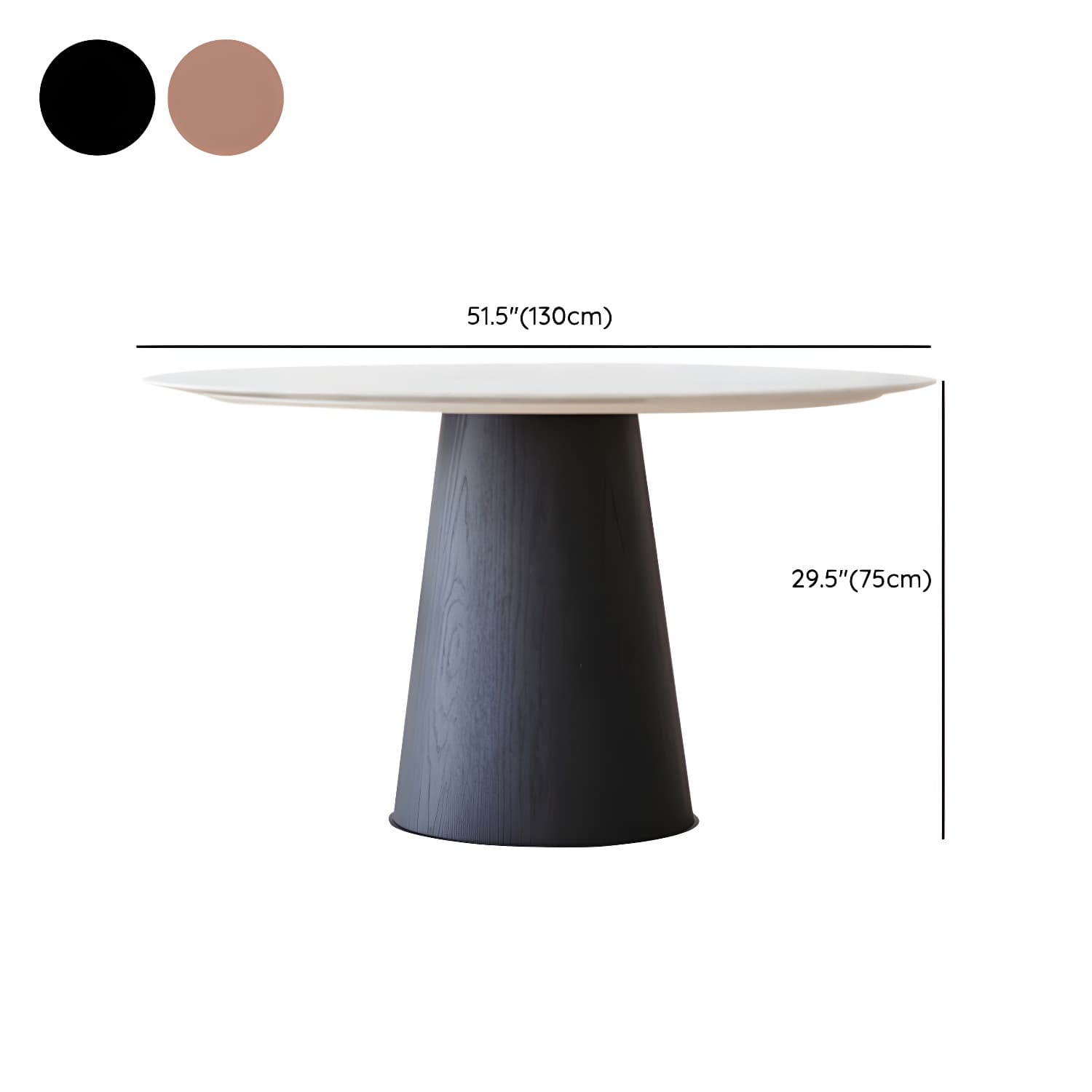 Modern Round Dining Table White Stone Tabletop with Wood Pedestal Base - image 13