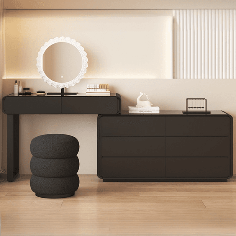 Midnight Black Modish Large/Standard Makeup Vanity with Vitreous Table Top, 8 Drawers/5 Drawers, and Scalable Design - image 3