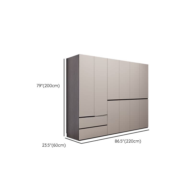 Light Gray Modish Manufactured Wood Independent Armoire Cabinet with 2 Drawers/4 Drawers, Interior Shelves, and Clothing Rod - image 13