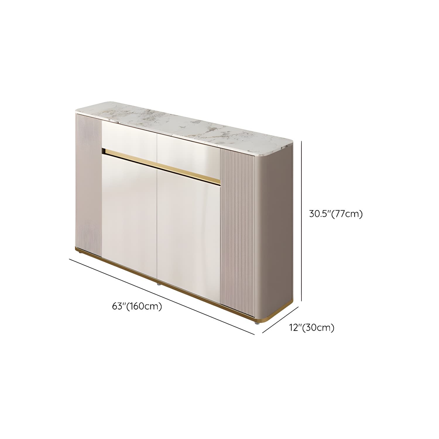 Glam Style Stone Top Sideboard Engineered Wood Side Board for Living Room - image 25