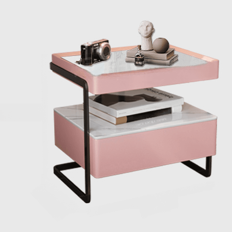 Modish Open Nightstand with 1 Drawer and Stone Countertop - image 8