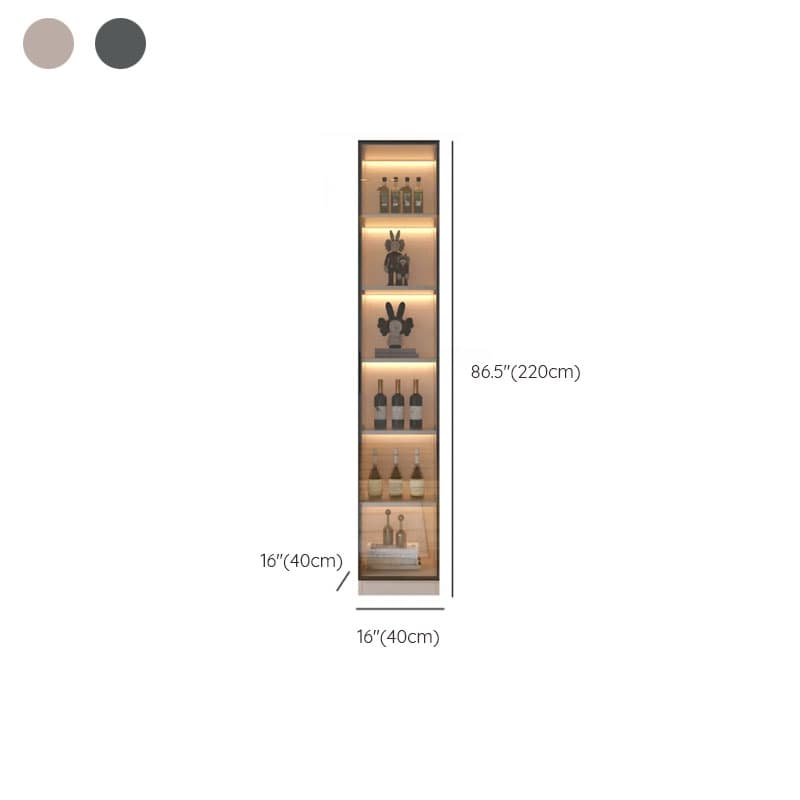 Modern Timber Countertop Server with Glazed Door Hutch, Narrow Size, Six Internal Shelves for Kitchen Cupboards - image 8