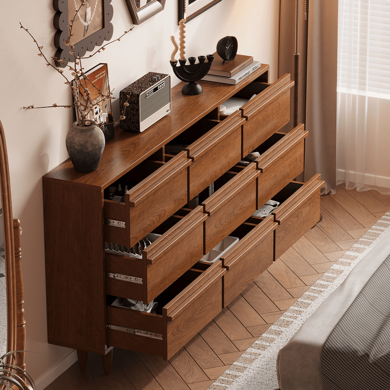 Cocoa Trendy Composite Wood Double Dresser/Lingerie Chest/Bachelor Chest with 5 Drawers/9 Drawers/6 Drawers in Vertical/Horizontal Orientation - image 3