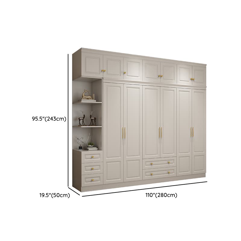 White Minimalist Lumber Wardrobe Closet with Soft Close Drawer, Soft Close Door, Interior Shelves, and Clothing Rod - image 28