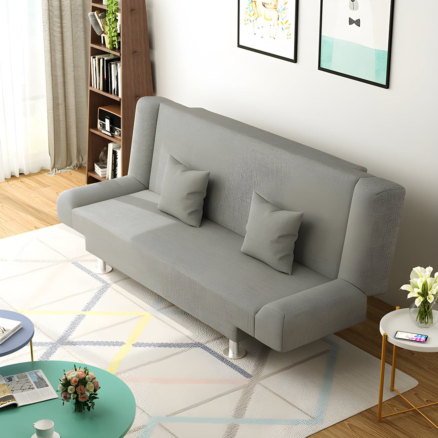 29.53"H Linen Armless Convertible Sleeper Sofa Bed for Living Room - image 5
