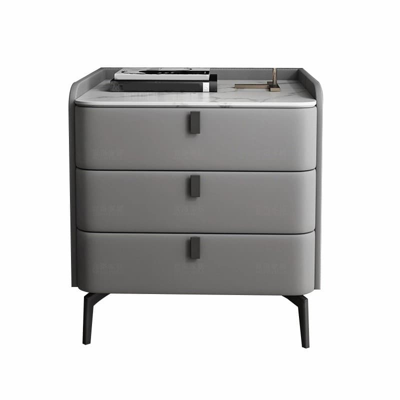 Modern Wooden 3-Drawer Nightstand Stone Countertop with Legs Partial Assembly Required - image 16