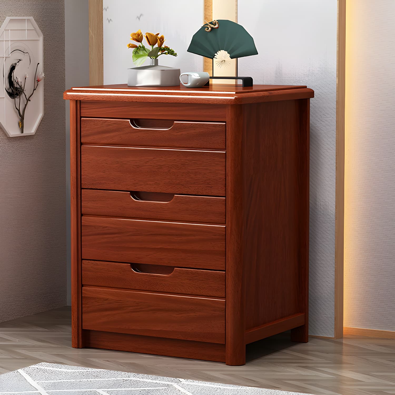Bedroom Dresser Vertical Solid Wood Storage Chest with 3 / 4 / 5 Drawers
