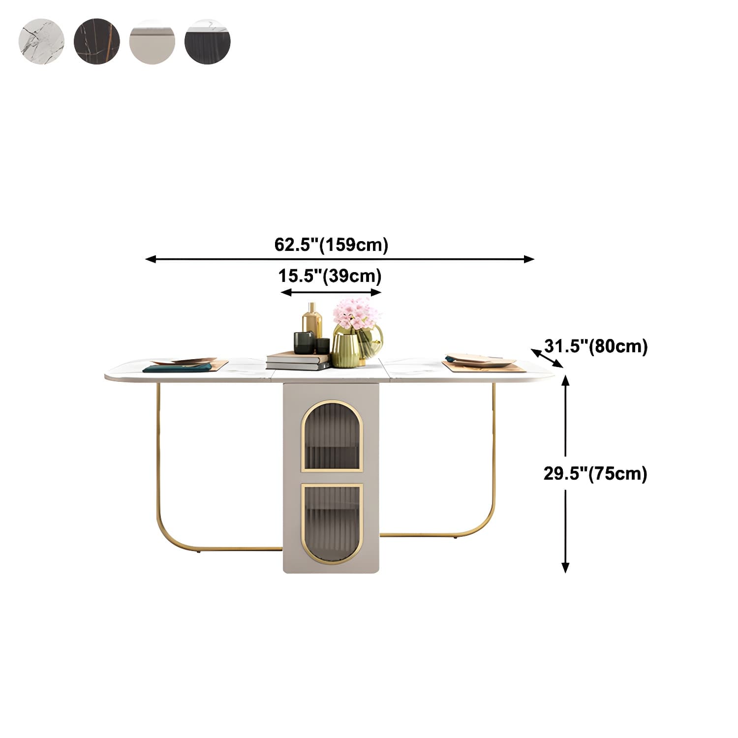 Modern 1/2/3/4/5 Pieces Rectangle Dining Table Set with Stone Top Foldable Dinette Set - image 16