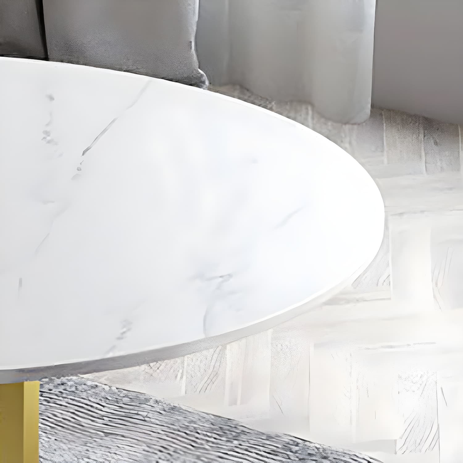 Stone Top Dining Table Contemporary Dining Table with Gold Pedestal Base - image 9