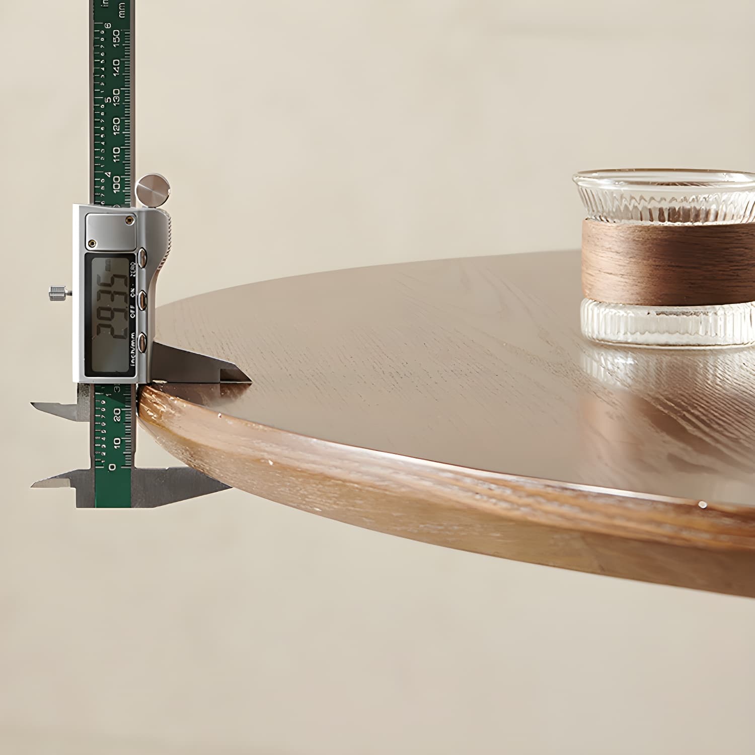 Contemporary Round Brown Ash Top Dining Table with Wood Pedestal - image 8