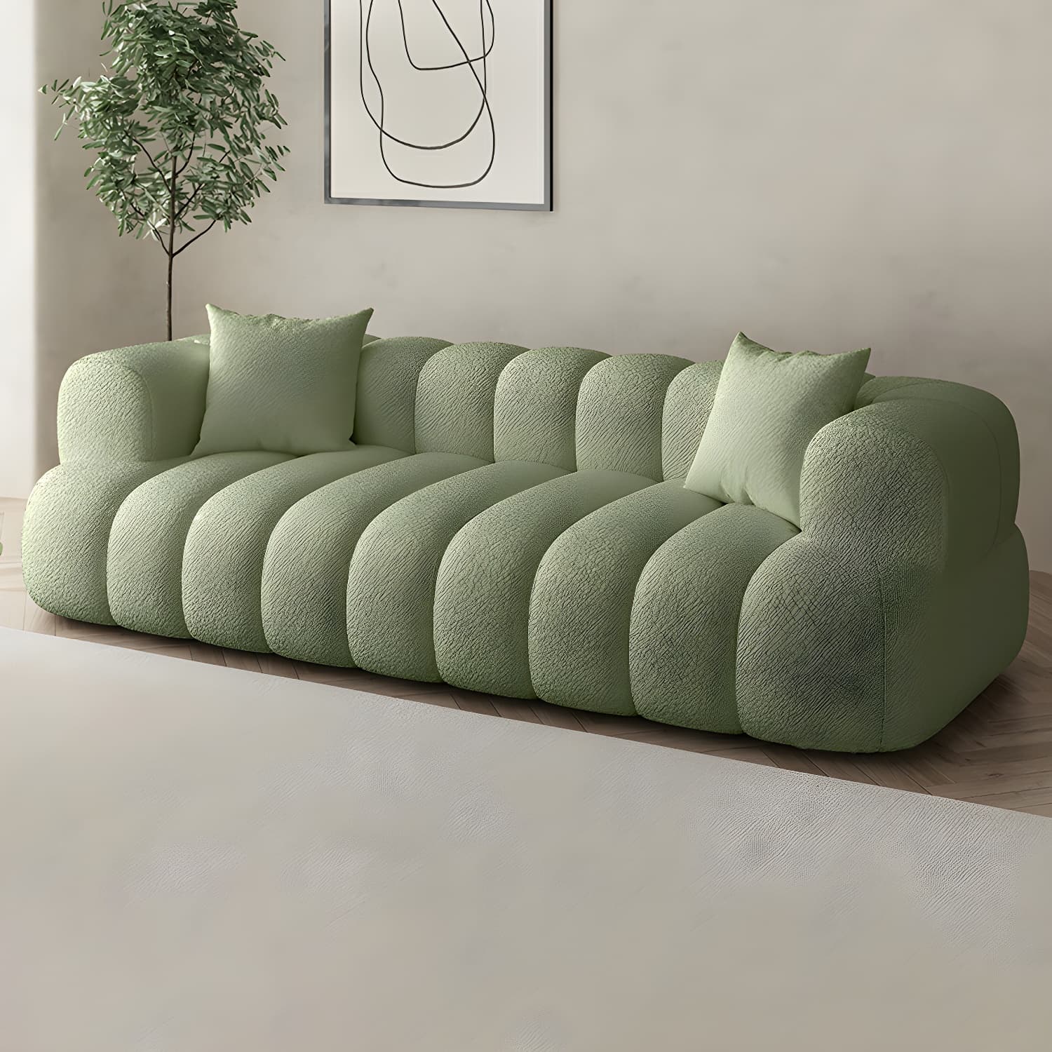 Modern Wood Frame Sofa with Tuxedo Arms and Solid Color Upholstery in Standard Size - image 7
