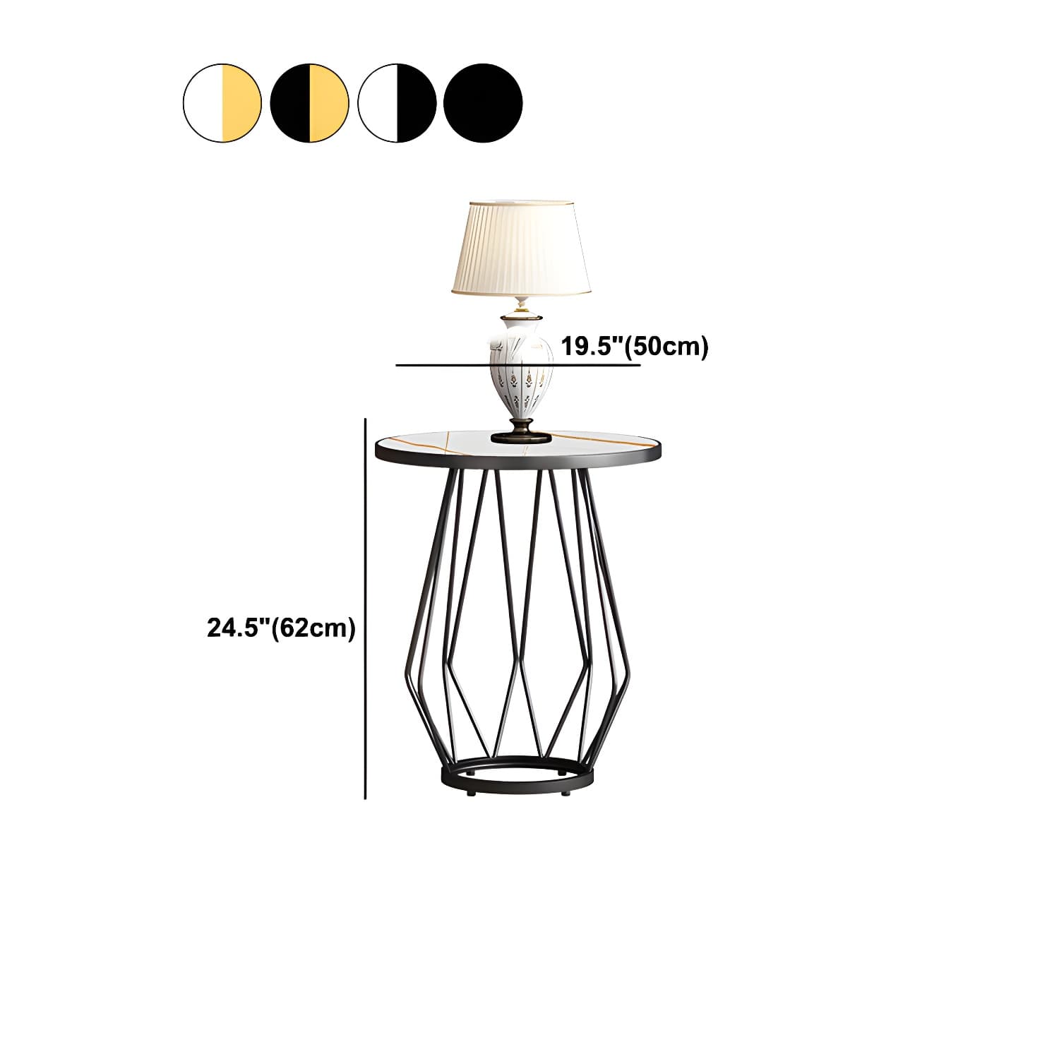 Glam Metal Night Table Stone Top 24'' Tall Open Storage Nightstand with Legs - image 17