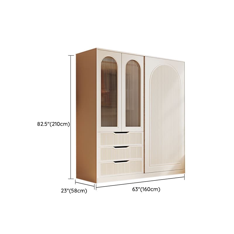 Chalk Almirah in Timber with Clothing Rod, 3 Cabinets/2 Cabinets and 5-Drawer/4-Drawer/3-Drawer in a Minimalist Style, 3-Shelf/2-Shelf Included/Not Included - image 15