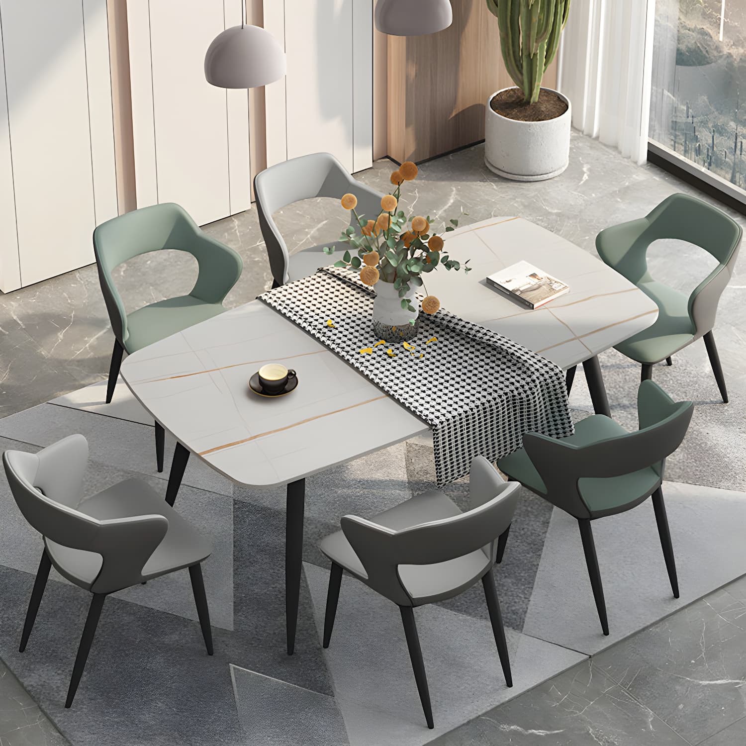 Metal Modern Indoor Side Chair with Arms Matte Finish Open Back Dining Chair - image 19