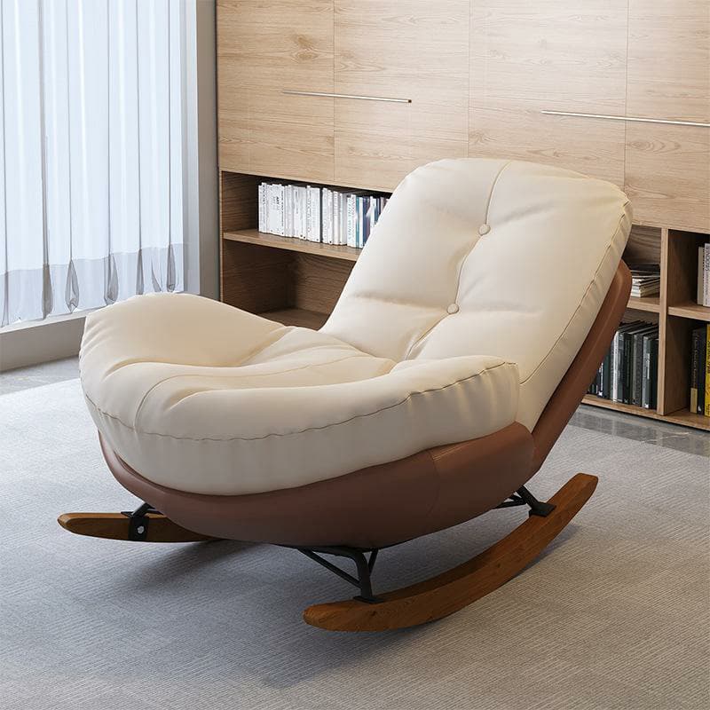 Cotton Upholstered Indoor Rocking Chair with Solid Wood Legs, Compact Design for Small Spaces - image 19