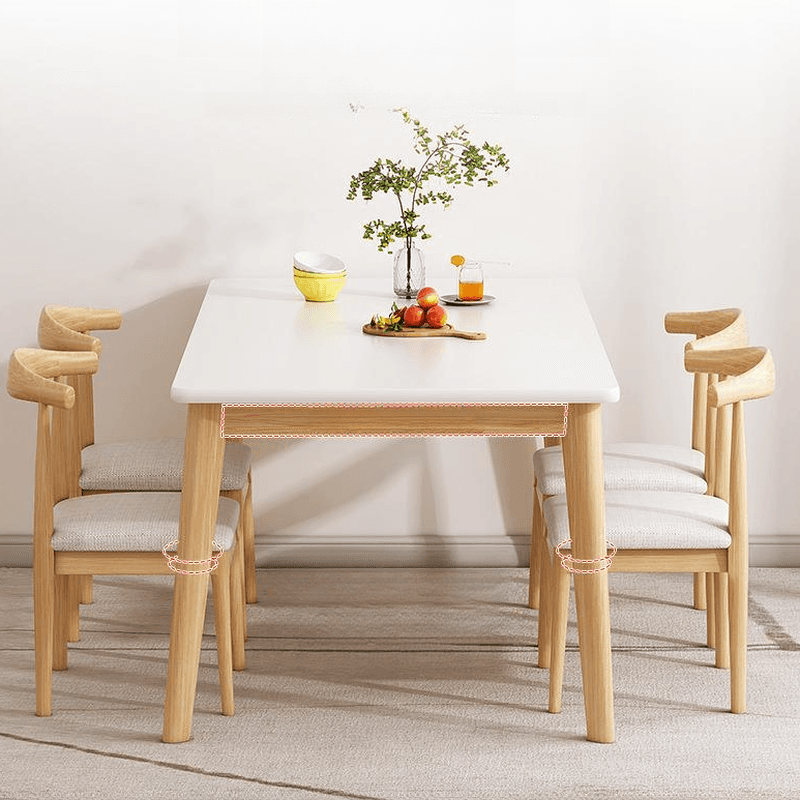 Dining Table Set with Rectangular Recycled Wood Top, 4 Legs, Fixed Table, Padded Chair with Back, Available in 5-piece/7 Piece Set/3 Pieces - image 4